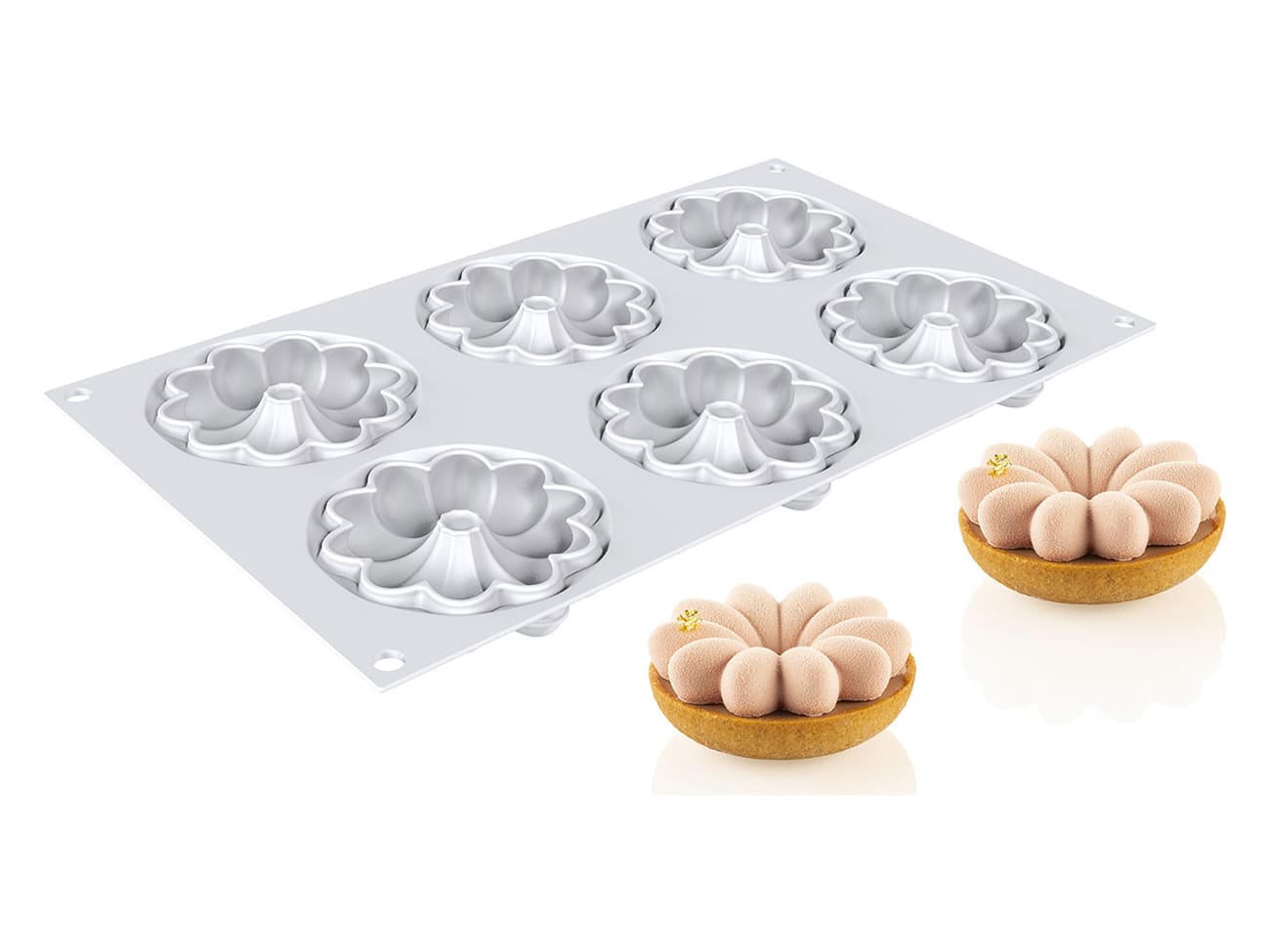 Moule silicone - 6 tartelettes (kit) Bloom - 30 x 17,5 cm - Silikomart