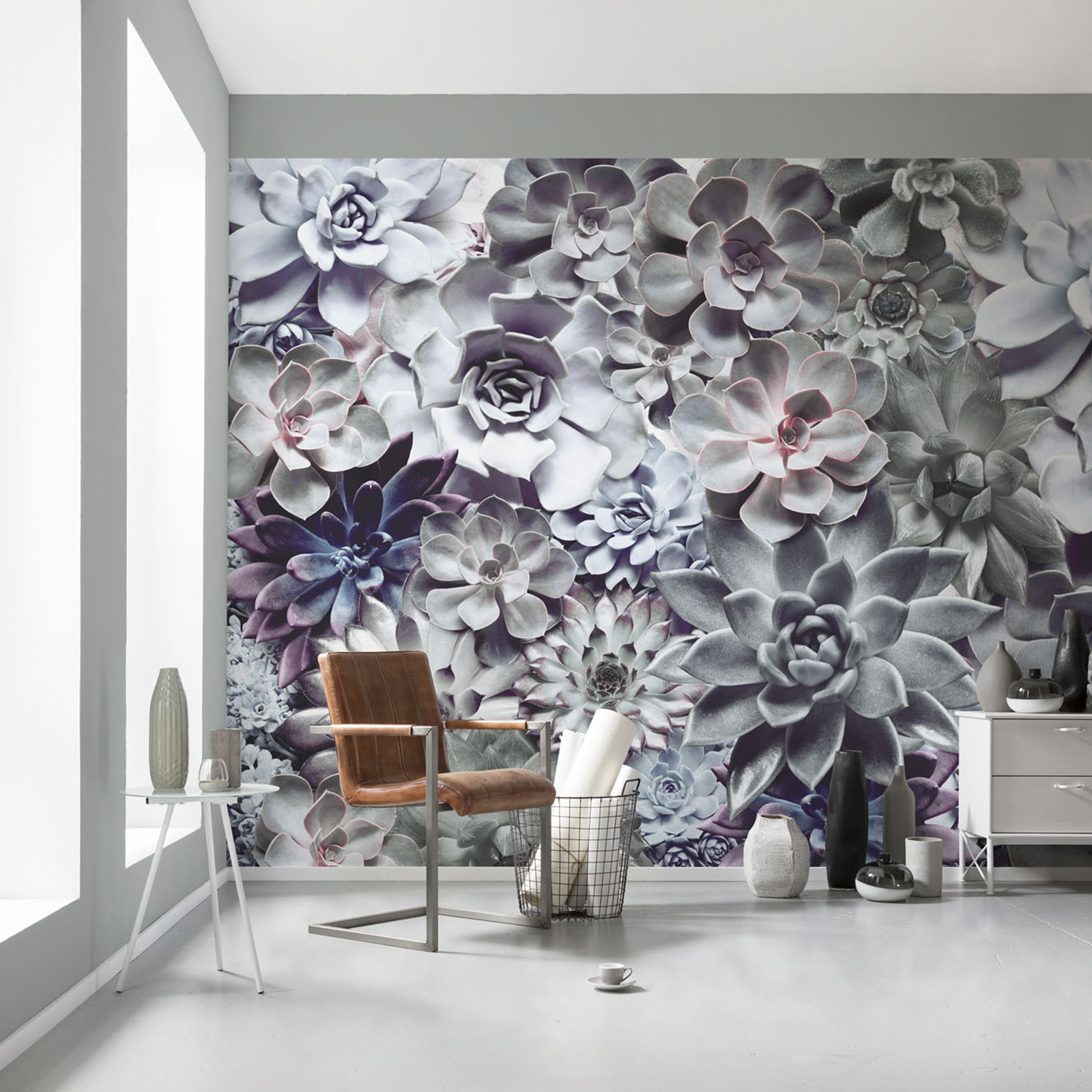 Papier-Fototapete SHADES - grau-blau - 368x254 cm