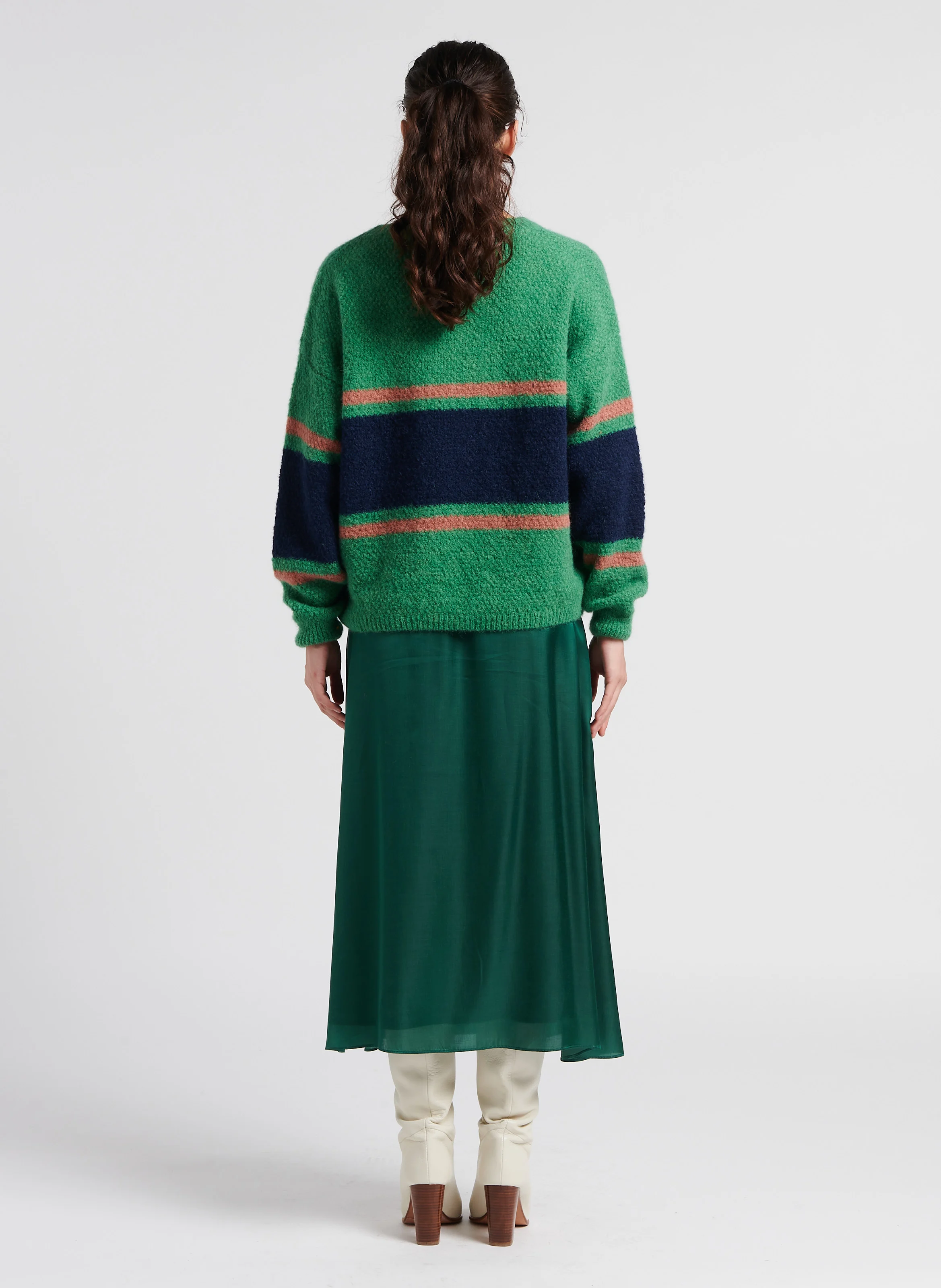 JULIETTE - Jupe midi évasée taille haute | Vert