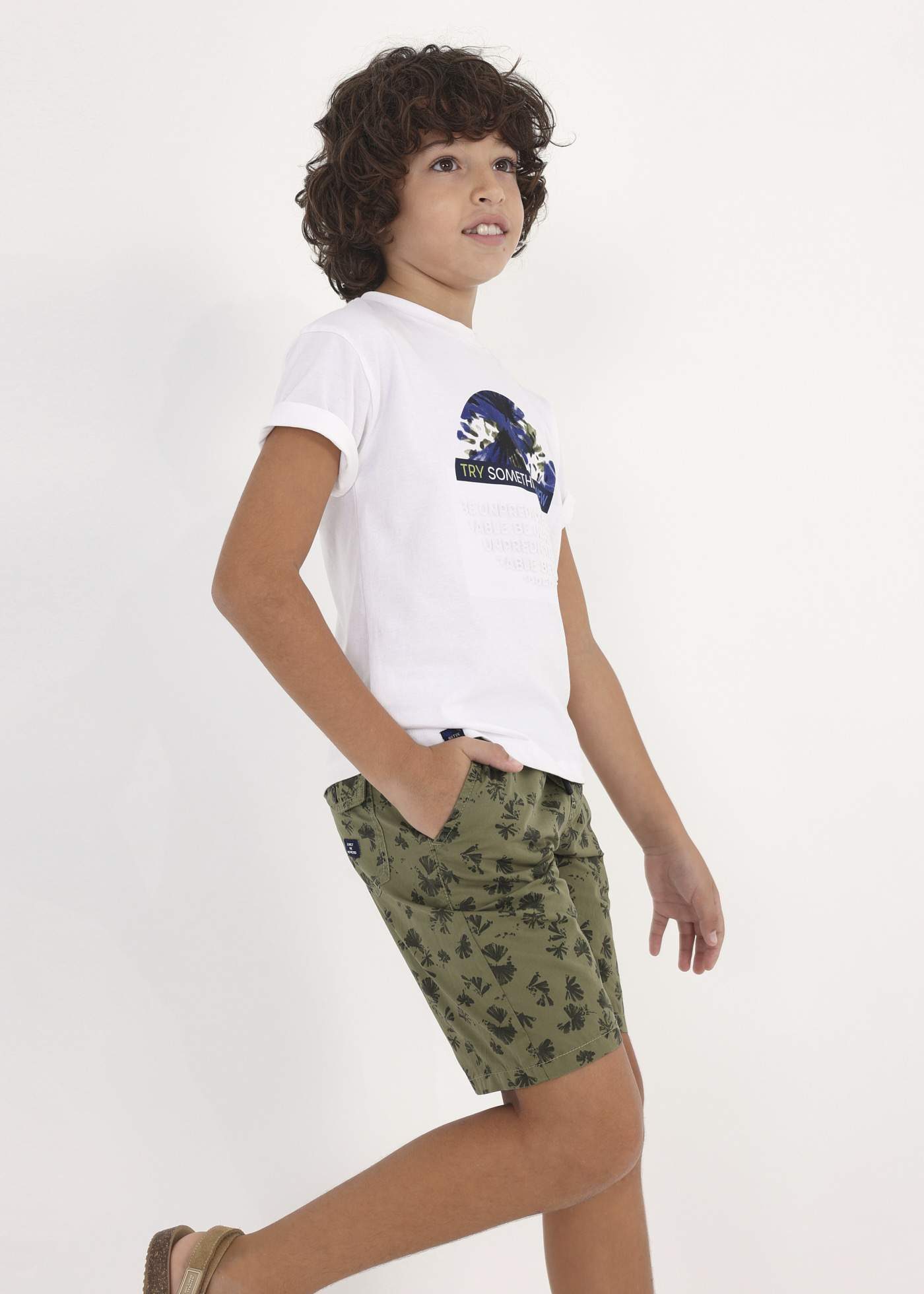 Bermuda infantil de algodão estampado