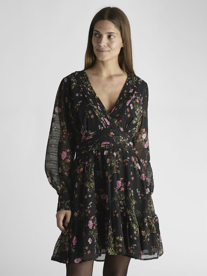 Neo Noir Sahra Flower Print Dress Black