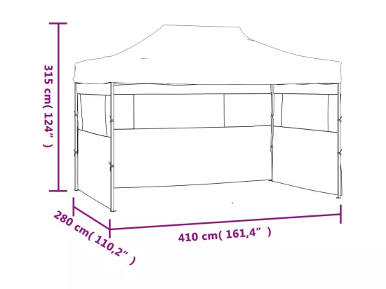 Tente de réception pliable avec 3 parois 3x4 m Acier Blanc