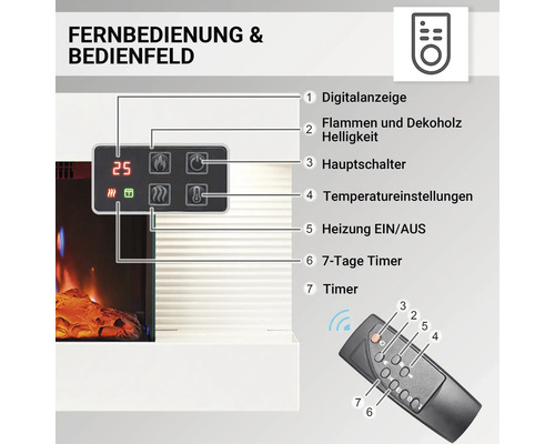 Elektrische haard Balderia Ida wit 1800 watt