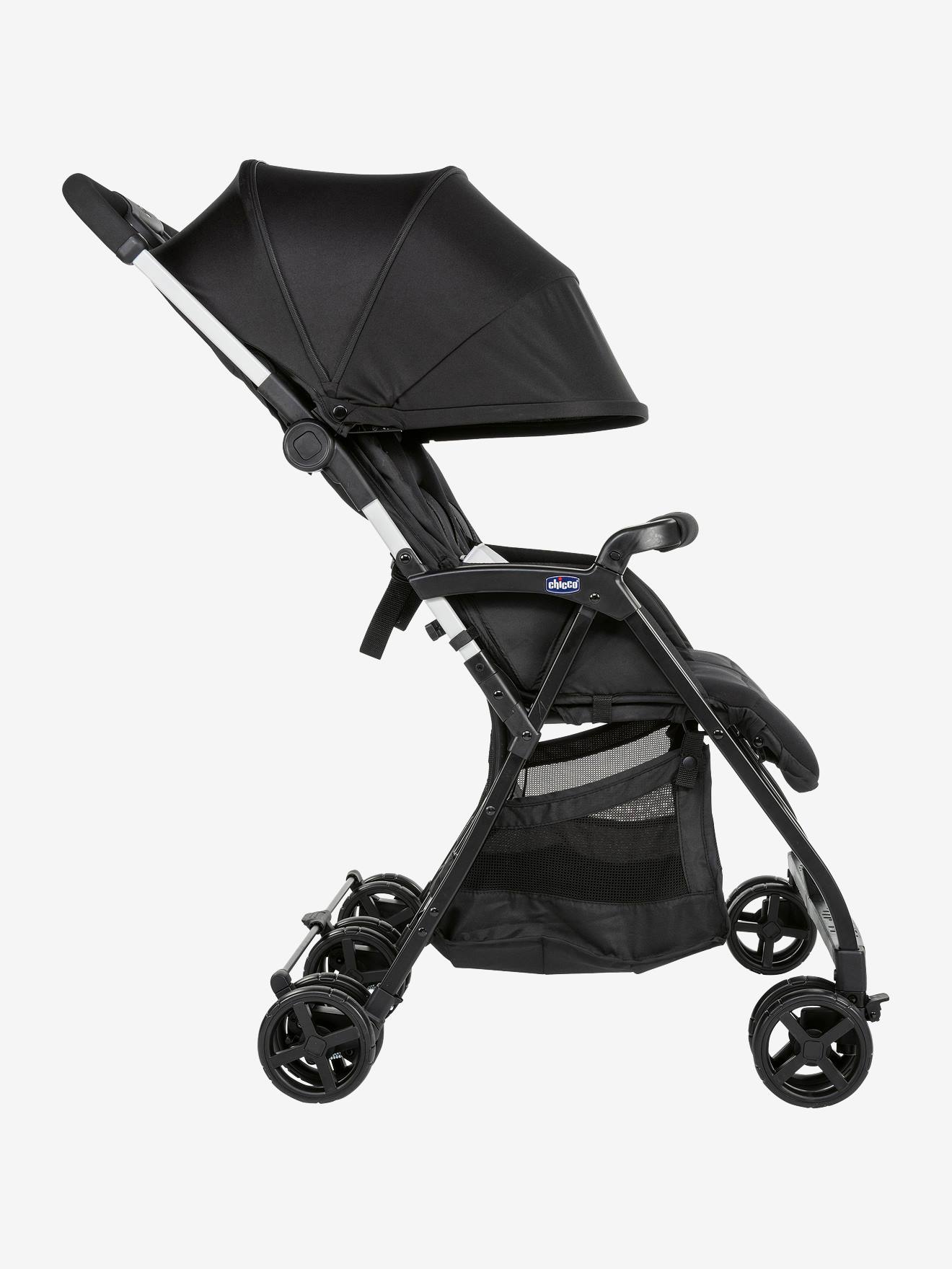 Carrinho de bebê duplo Ohlala' Twin Chicco, tamanho médio, preto, liso