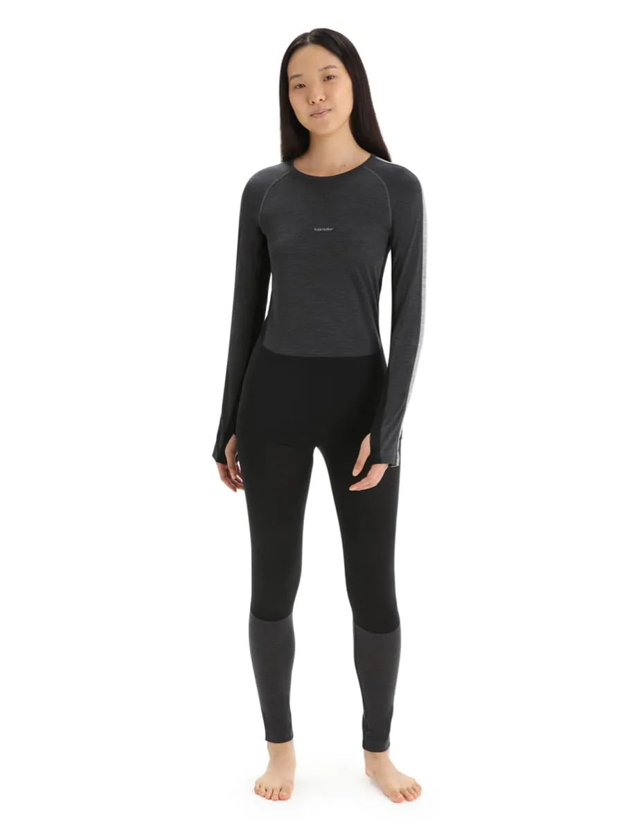 Icebreaker Women's 125 Zoneknit™ Long Sleeve Crew Jet Heather/Black/Metro Heather/Cb