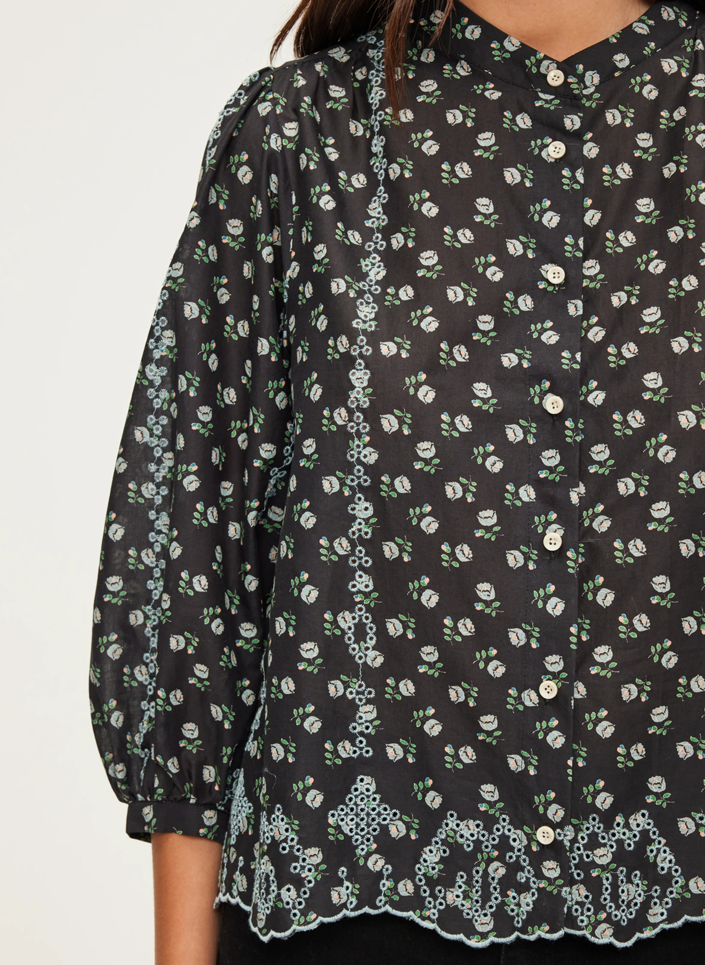 BABI - Chemise imprimée et brodée en coton | Noir