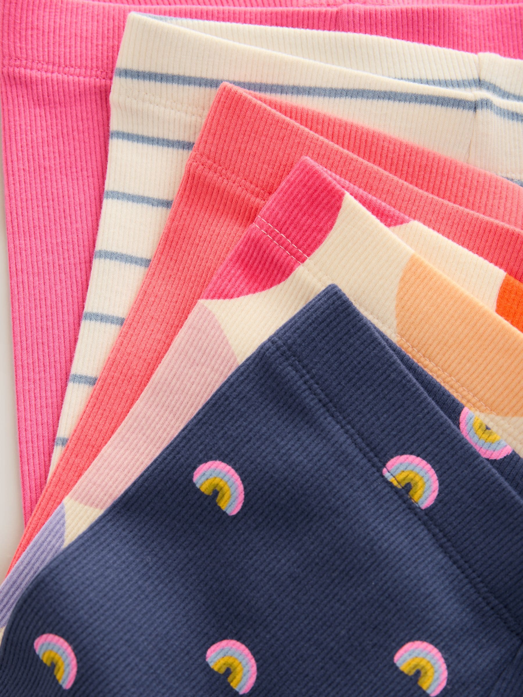 Regenboog - Verpakking van 5 geribbelde Leggings (3mnd -7jr)