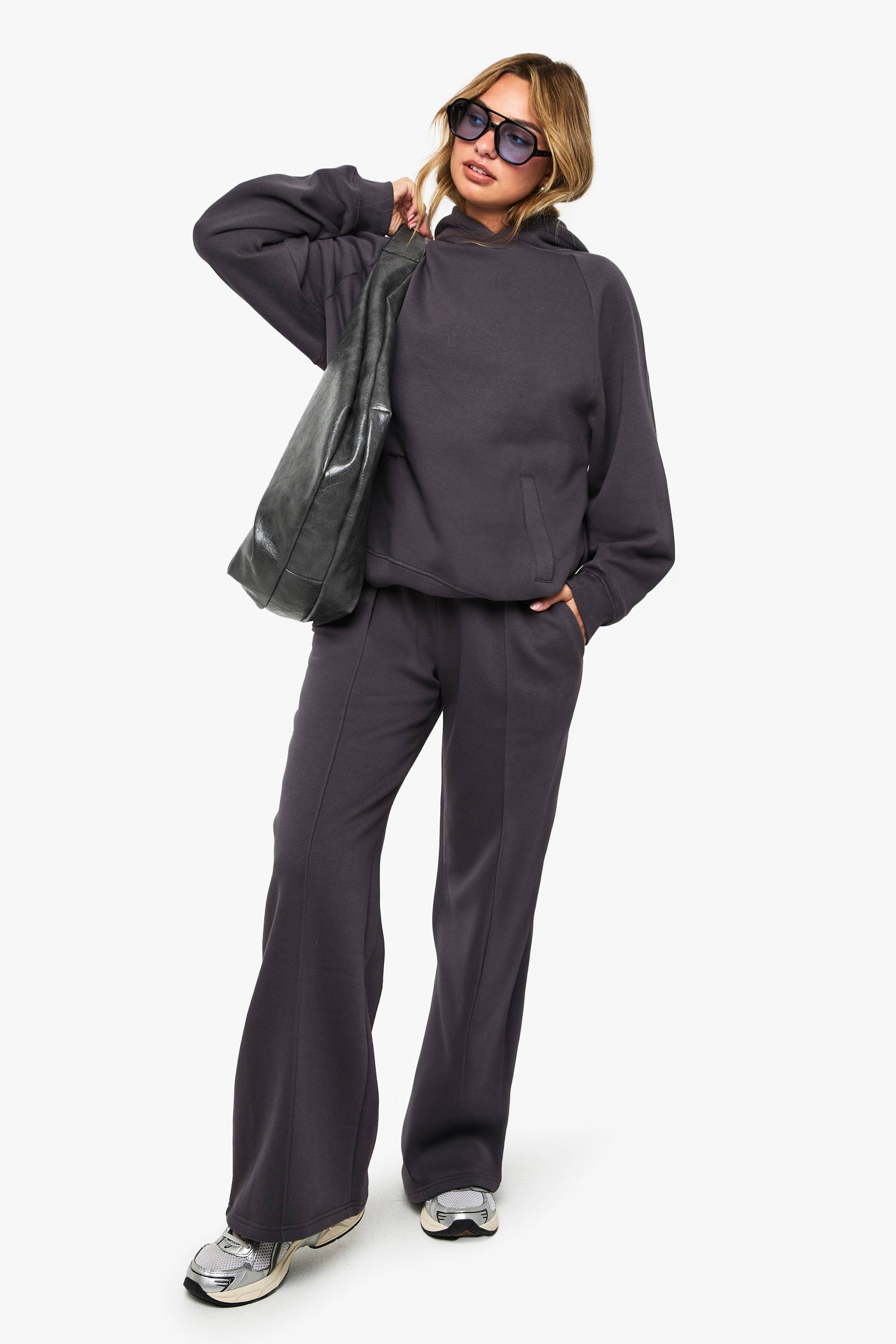 boohoo Jogger long à détails pintuck, taille haute, jambes larges