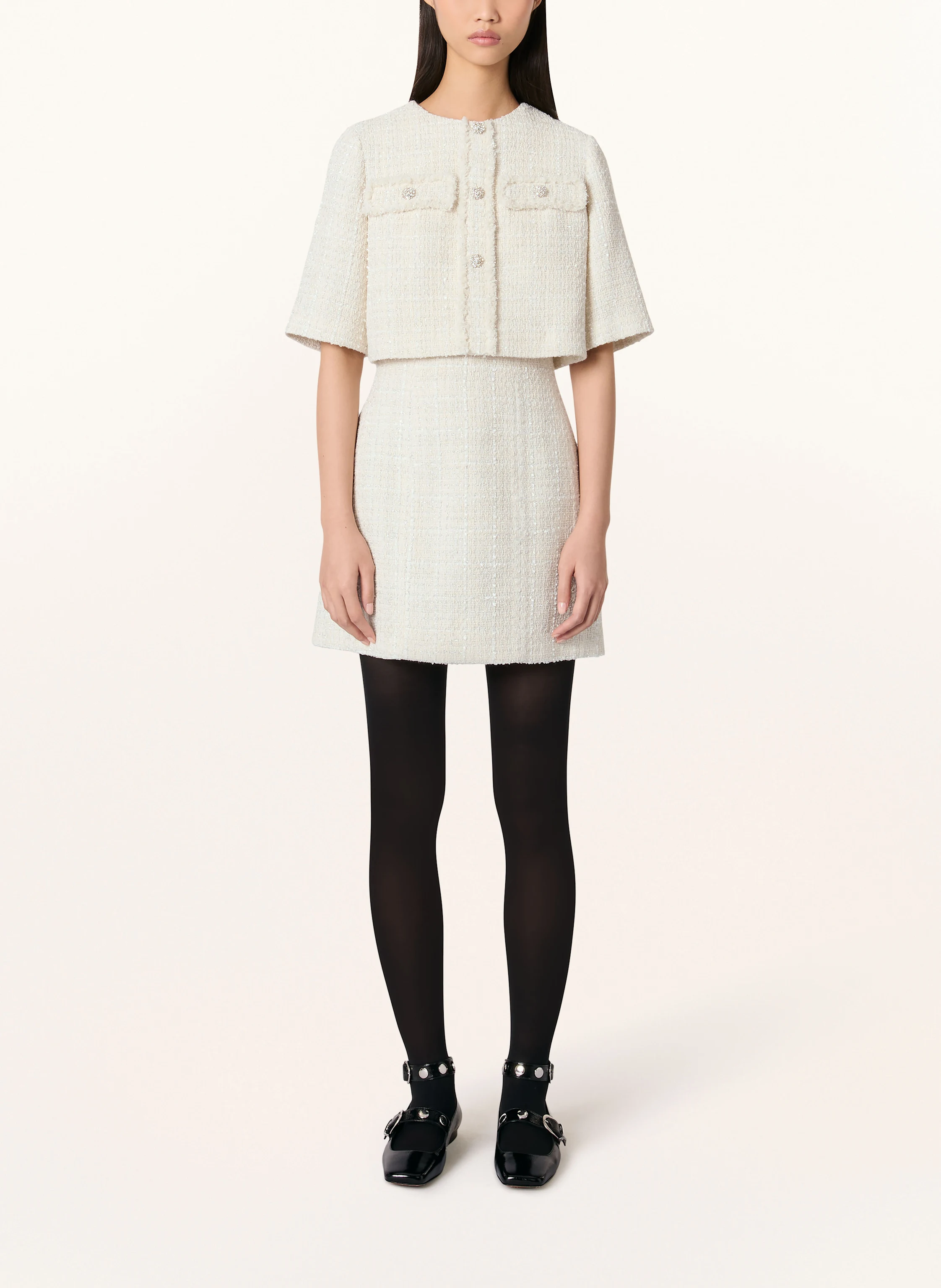 maje 2-in1-Kleid aus Bouclé mit Glitzergarn