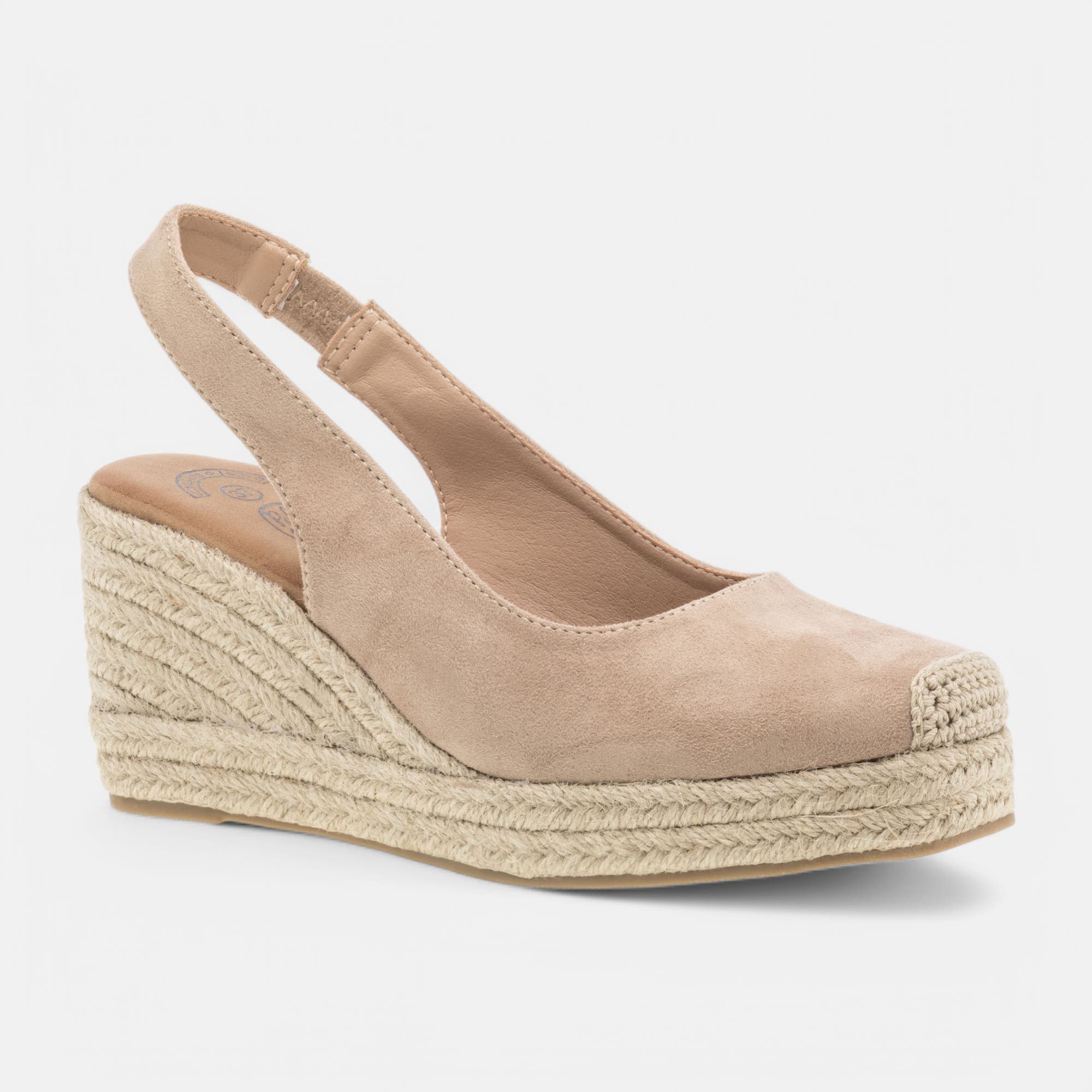 Espadrilles à talon compensé Femme beige