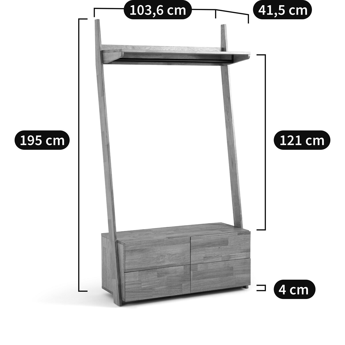 LA REDOUTE INTERIEURS<br>Módulo de armário de parede + 4 gavetas, Domeno
