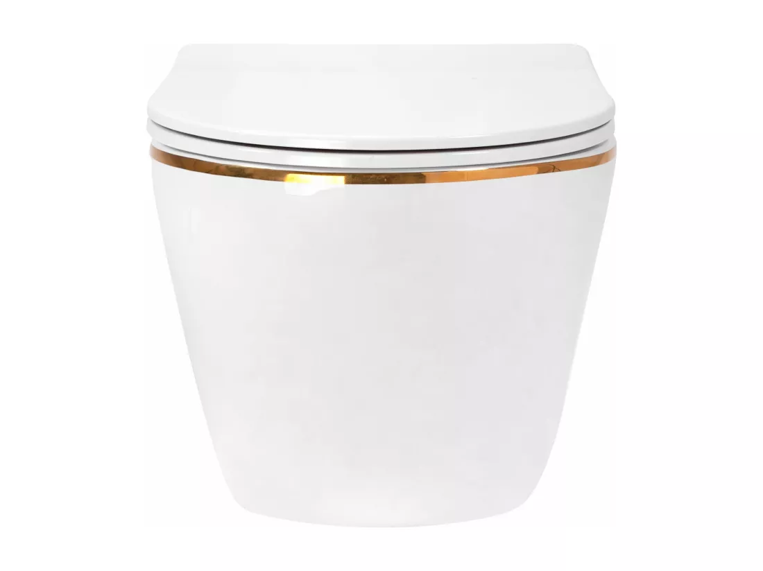 Cuvette WC suspendue Rea Carlo Mini Rimless Dur/Flat/ZM Blanc/Or