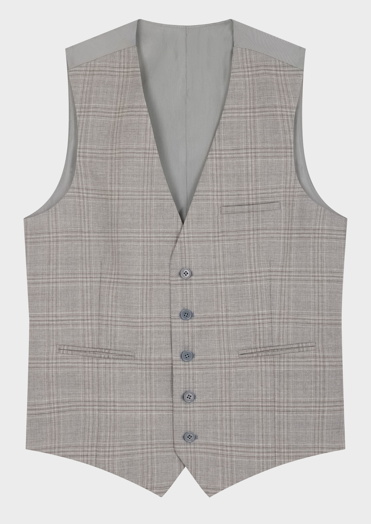 Gilet de costume en laine gris clair Prince de Galles