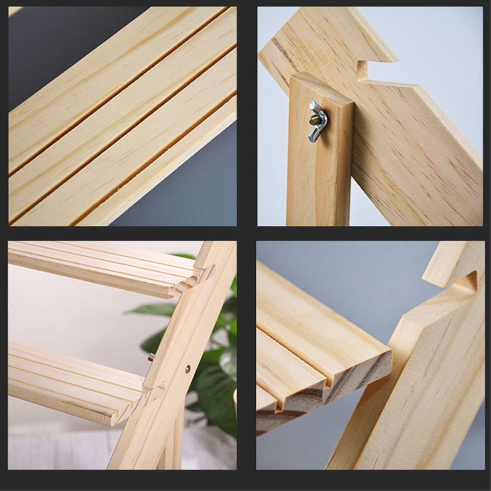 (39x30x24cm) Holz Pflanzen Treppe Blumen Leiter Deko Ablage Schmink Regal mit 3 Stufen - Braun