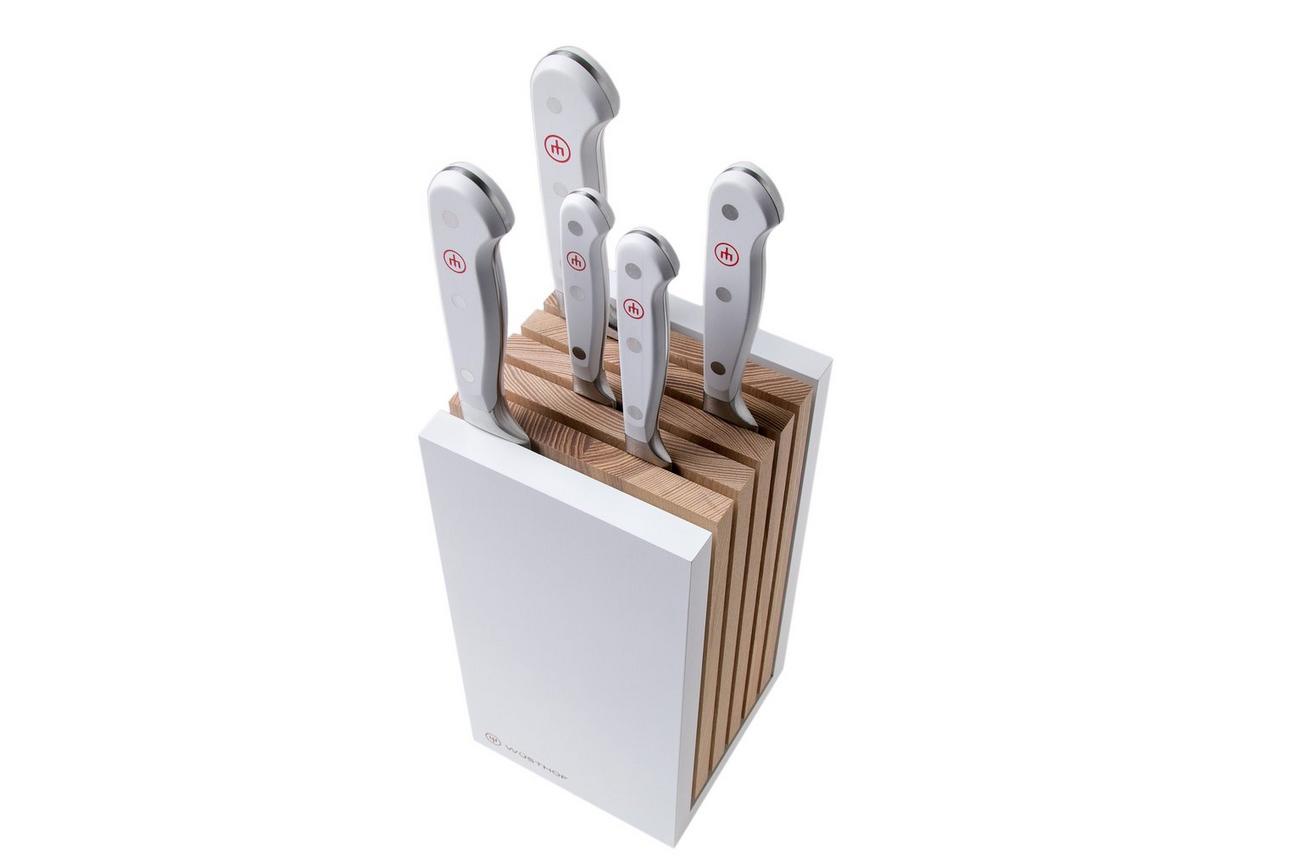 Wüsthof Classic White 5-delige messenset versie broodmes inclusief blok, 1090270502