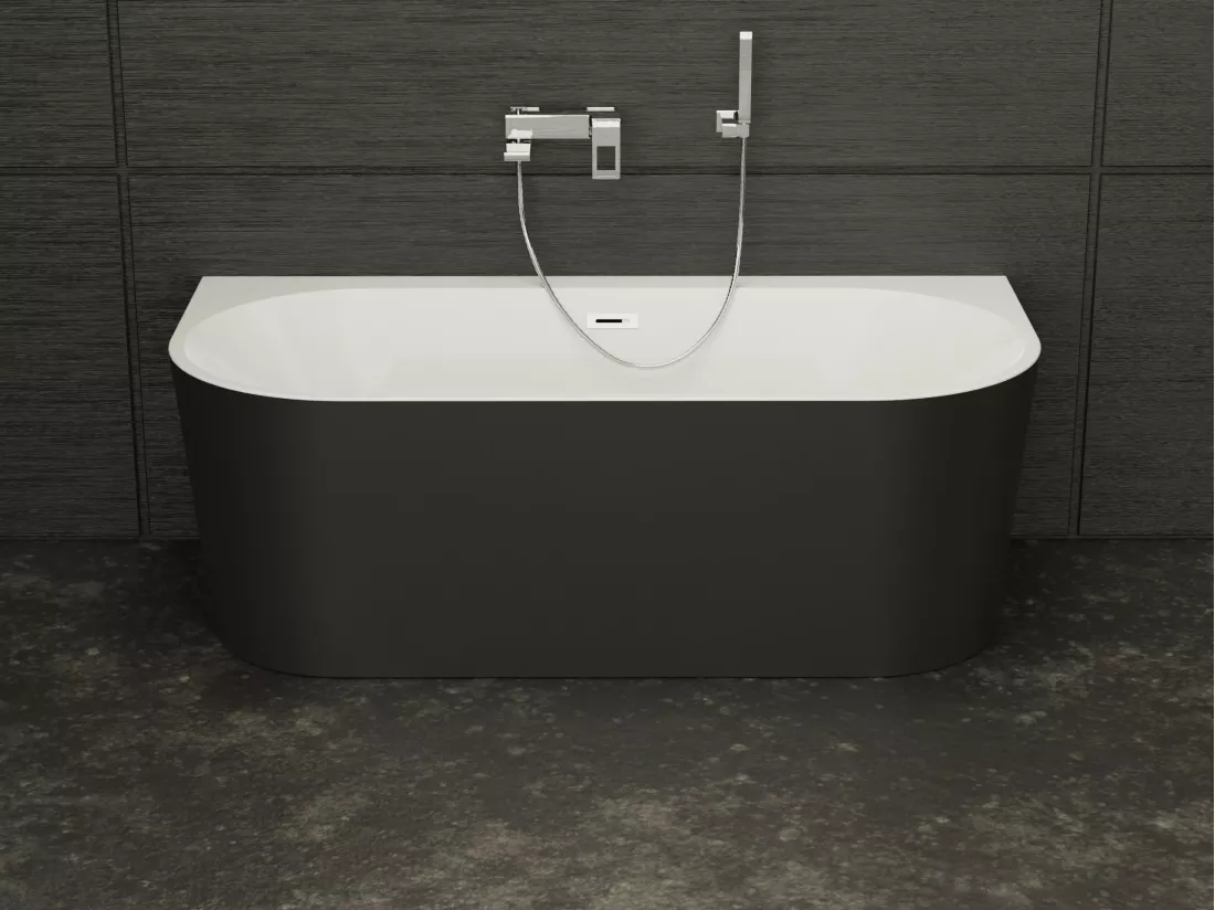 Baignoire semi-îlot Murale NAOS Noire L. 170 x l. 80 cm, by SPALINA