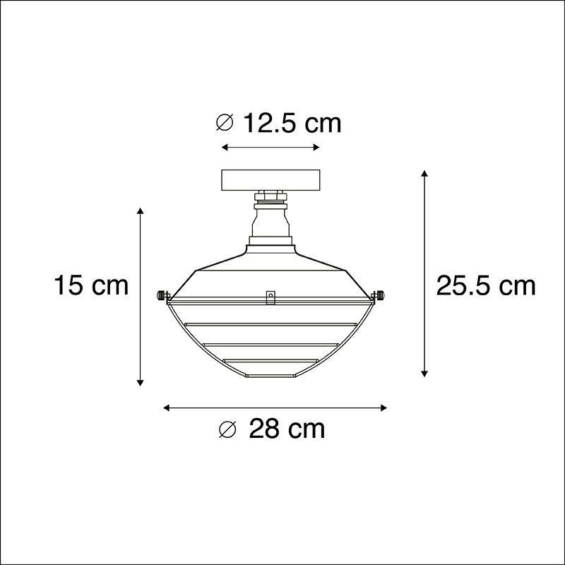 Industriële plafondlamp antiek zilver 25,5 cm - Course