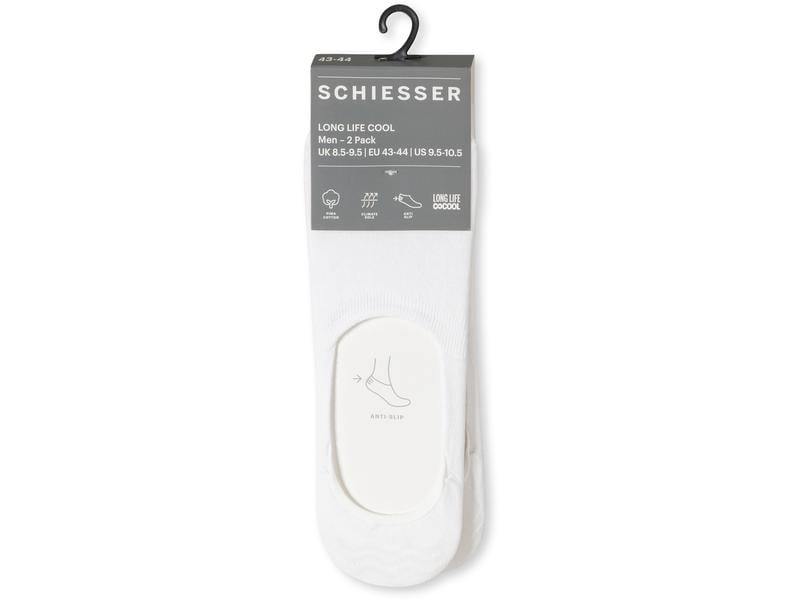 SCHIESSER In-Shoe Socken Herren 2-er Pack, Weiss, 45 - 46 Weisse Inshoe-Socken für Herren im Doppelpack
