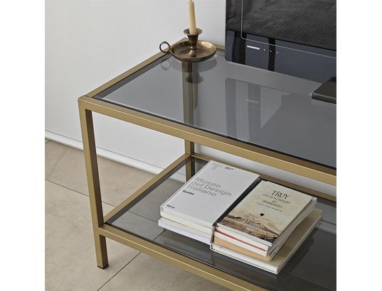 CONCEPT1 - Meuble TV basique gris foncé or 130 x 40 x h45 cm