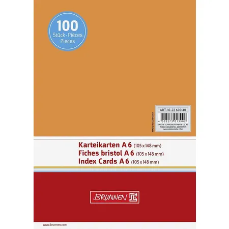 BRUNNEN Karteikarten A6 blanco orange 100 Stück