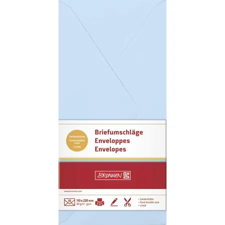 BRUNNEN Briefumschläge, hellblau, 80g/m², DIN lang, 10 Hüllen