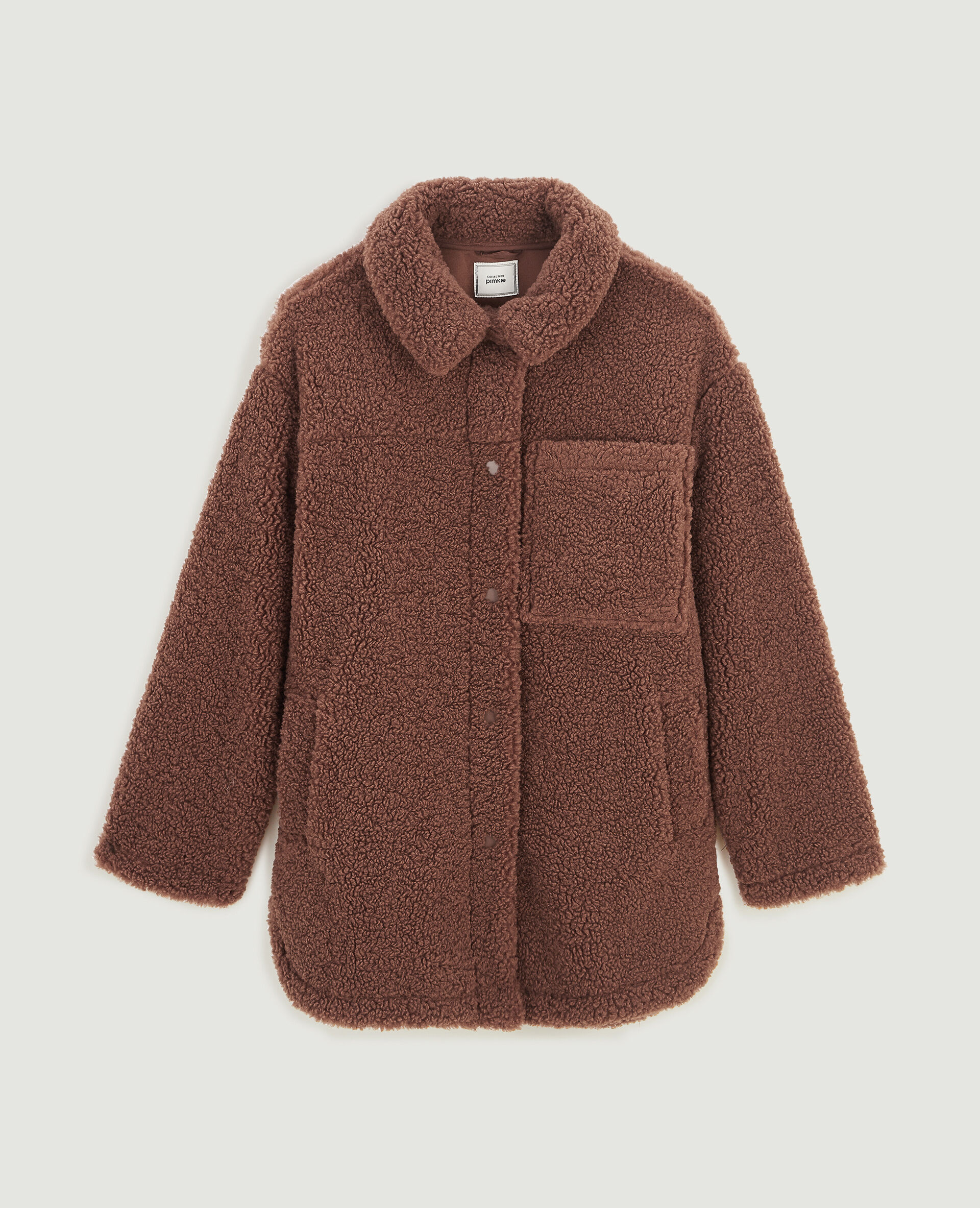 Veste droite en sherpa - Marron