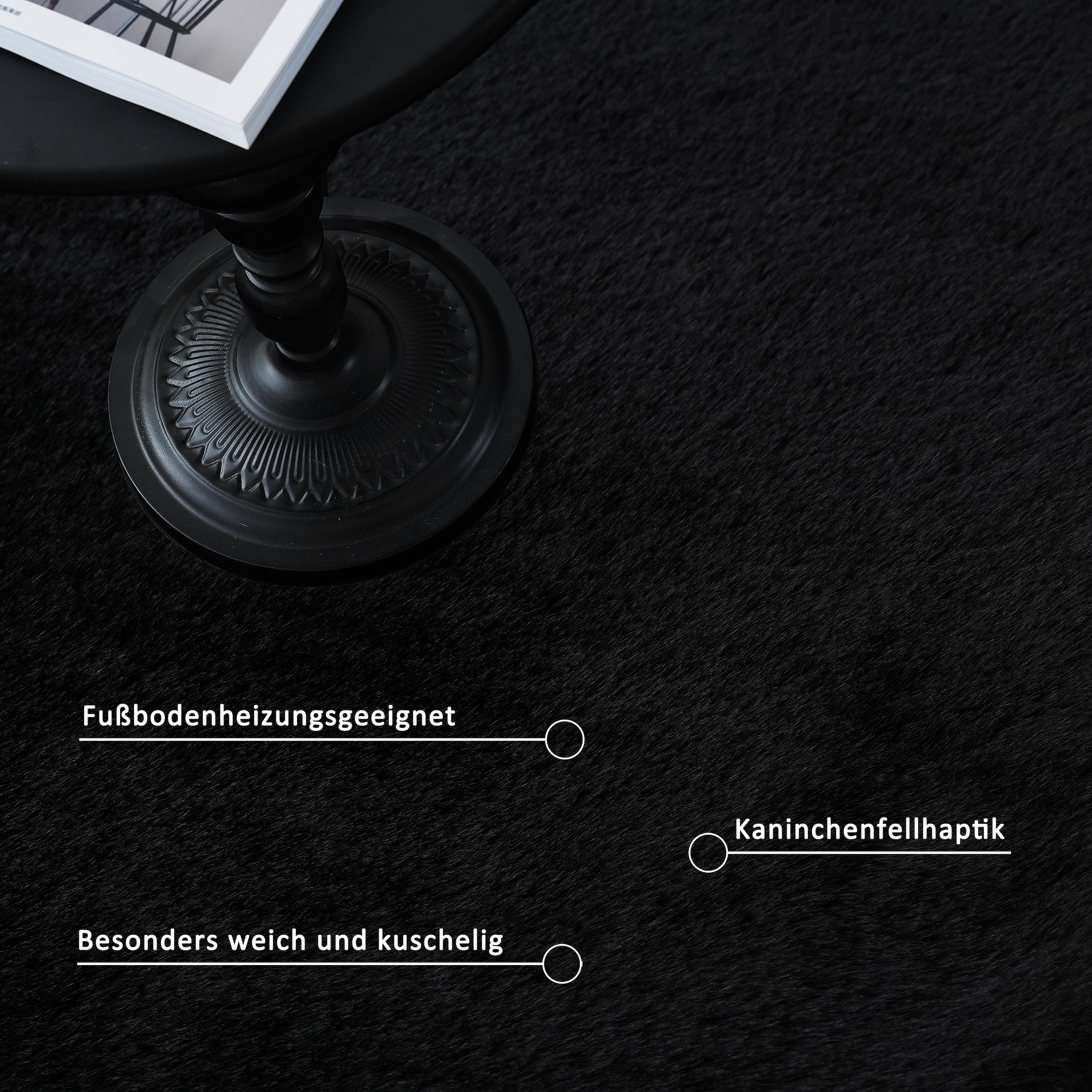 my home Fellteppich »Balu Bean, Kaninchenfell« U-förmig 20 mm Höhe Kunstfell Teppich, Modern, weich, Wohnzimmer, Schlafzimmer