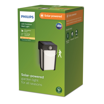 Philips solar wandlamp Shroud zwart met dag/nachtsensor