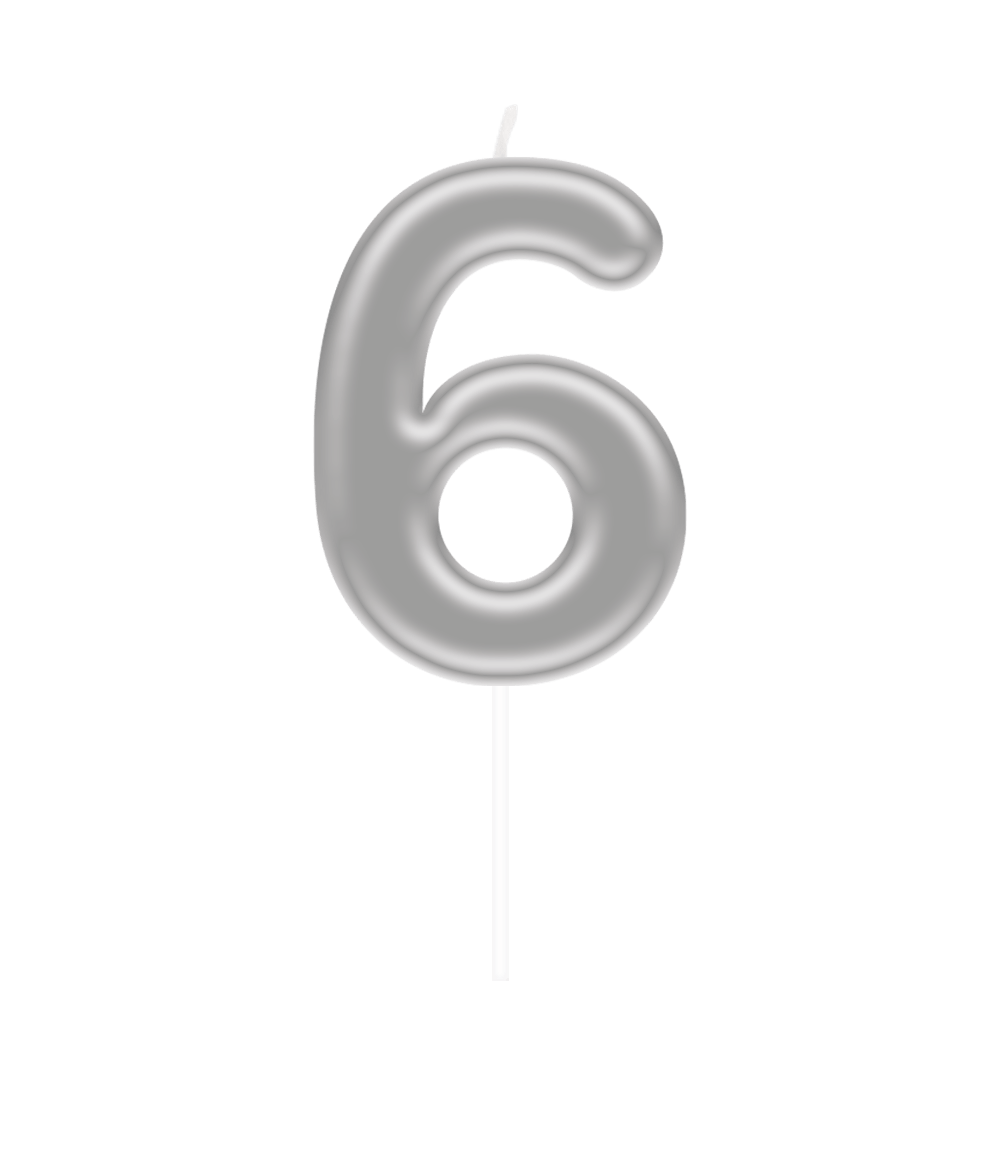 6 Jaar Kaars Glanzend 10,5cm
