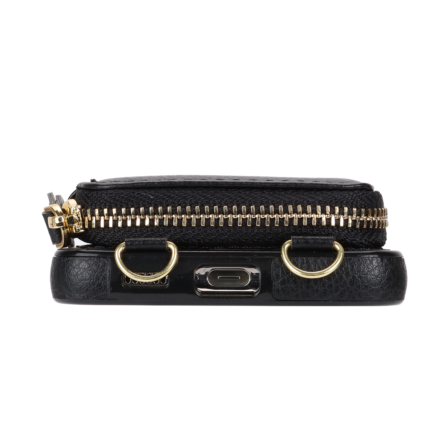 Samsung Galaxy S25 Necklace Leder Schutz Hülle mit Kartenfächer   Handykette (140cm) - Schwarz