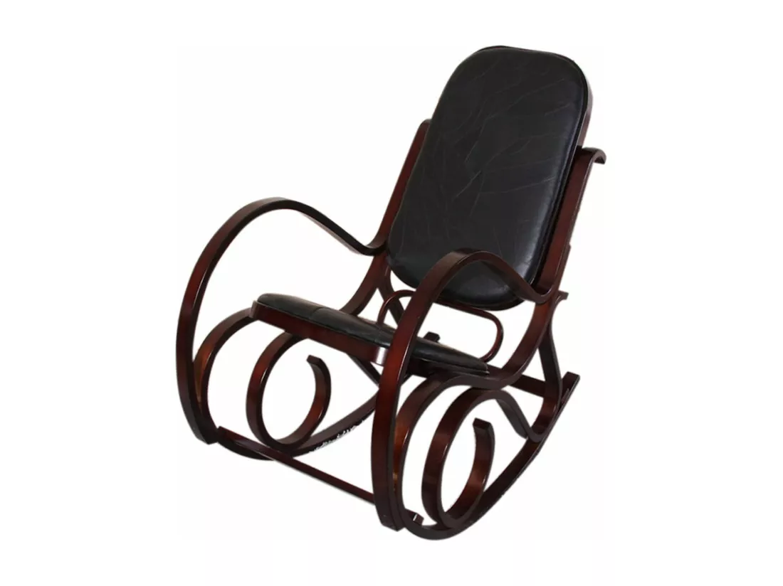 Fauteuil à bascule rocking cuir marron 55 x 90 x 90 cm FAB04010