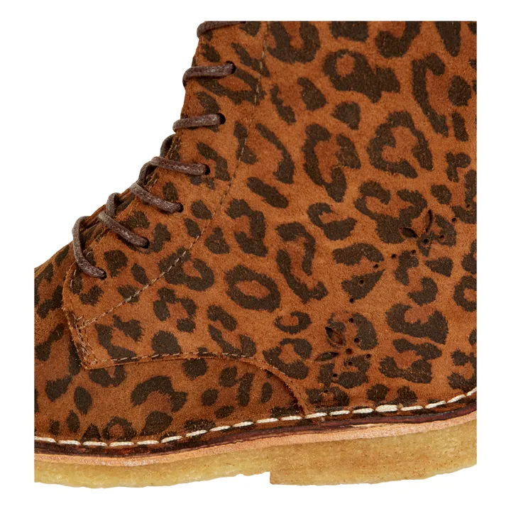 Emile et Ida Bottines à Lacets Cuir Léopard Emi | Caramel