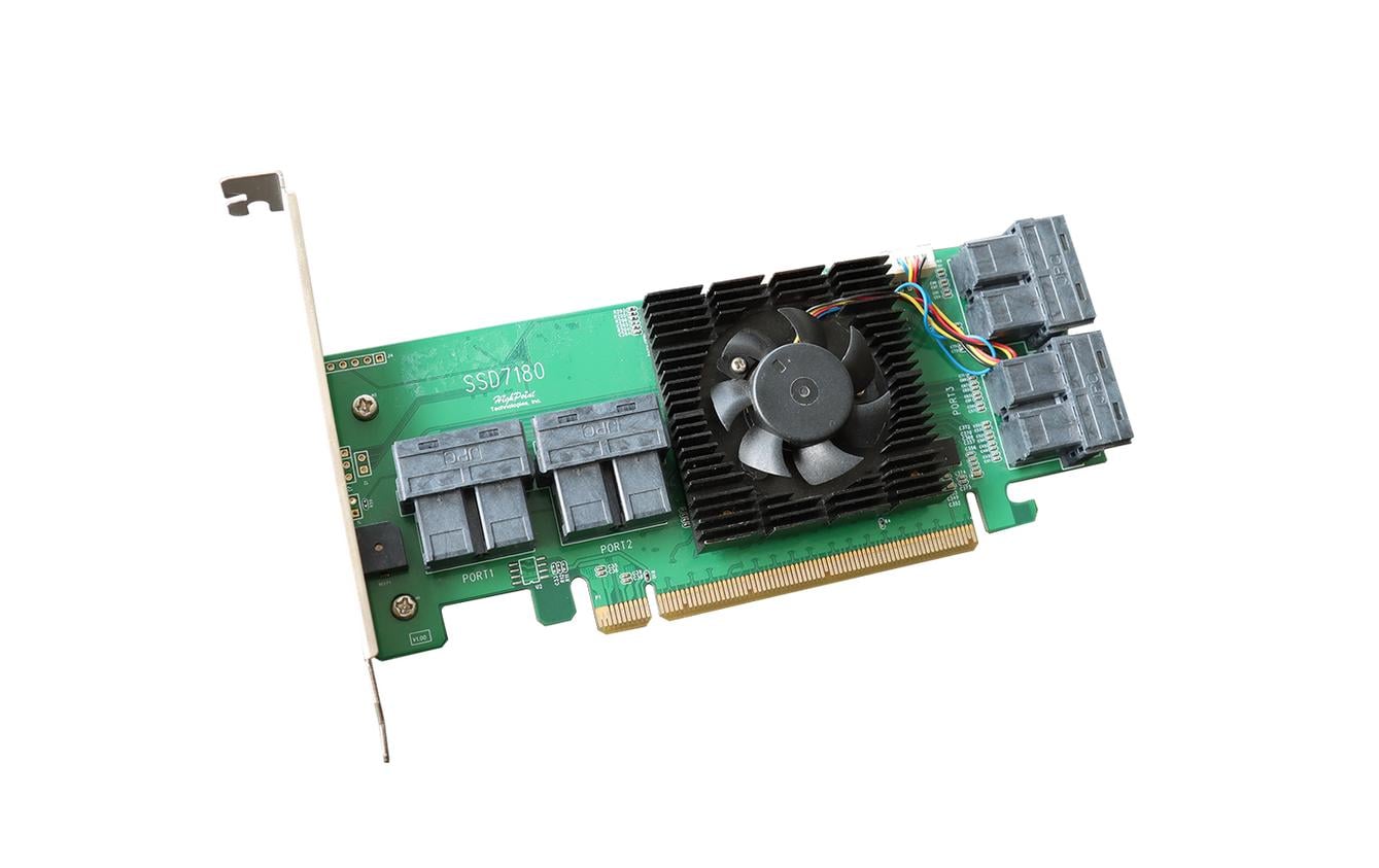 Host Bus Adapter Rocket 1180 PCI-Ex16v3 - 8x SFF-8643<br>PCIe 3.0 x16 8-Port U.2 NVMe HBA – Schnelle und vielseitige 8-Kanal PCIe Gen3 NVMe Konnektivitätslösung