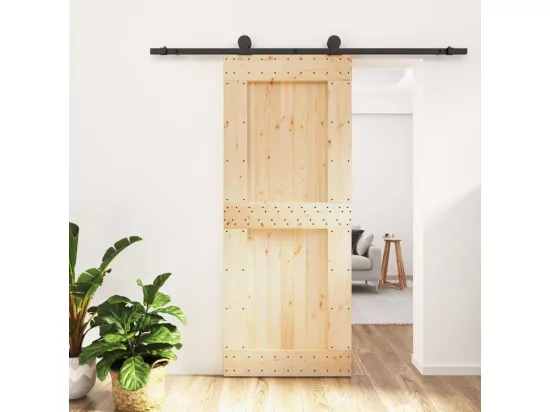 Porte coulissante et kit de quincaillerie 85x210 cm pin massif