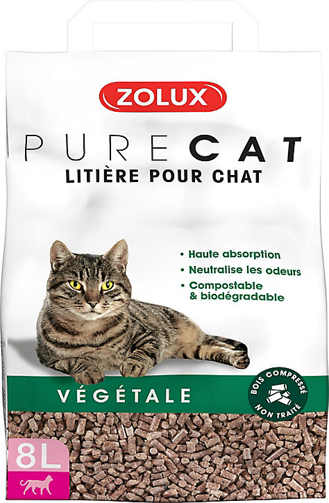 Litière végétale naturelle pour chat Purecat 8L