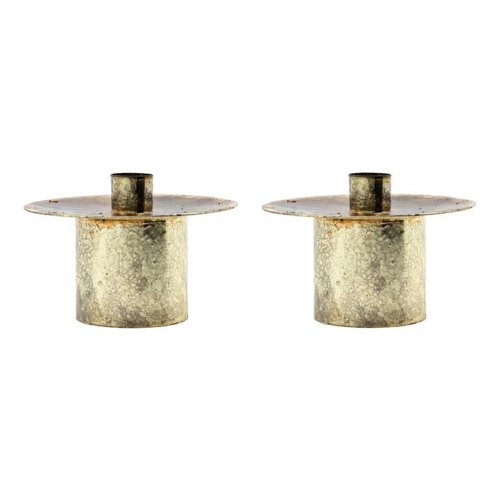 House Doctor - Simb Kerzenständer, Ø 12 x H 8 cm, antik-metall (2er-Set)