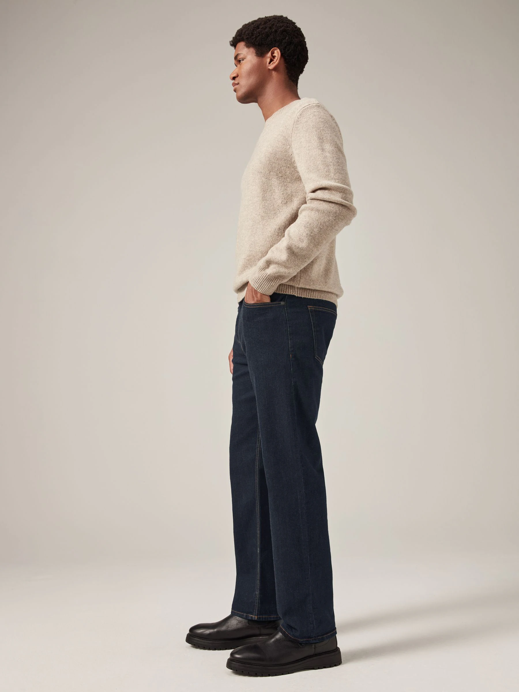 Indigo blauwe wassing - Rechte, klassieke jeans met stretch