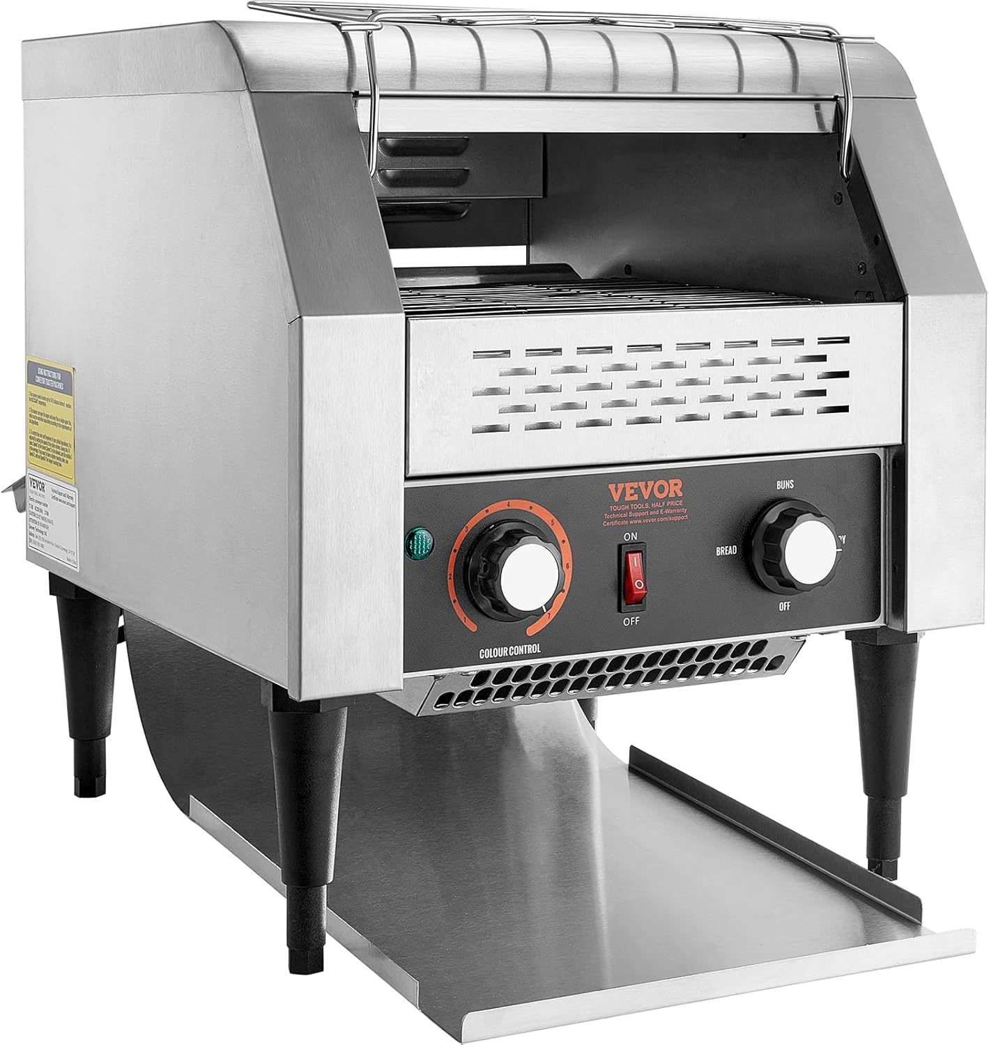 VEVOR Grille-Pain à Convoyeur Commercial 300 Tranche par Heure Toaster Grille Pain Inox 2200 W 7 Réglages de Vitesses avec Ramasse-Miettes pour Petit Pain Bagel Hamburger Boulangerie Restaurant Hôtel