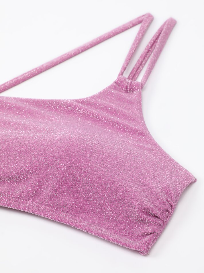 Top de biquíni assimétrico - Rosa