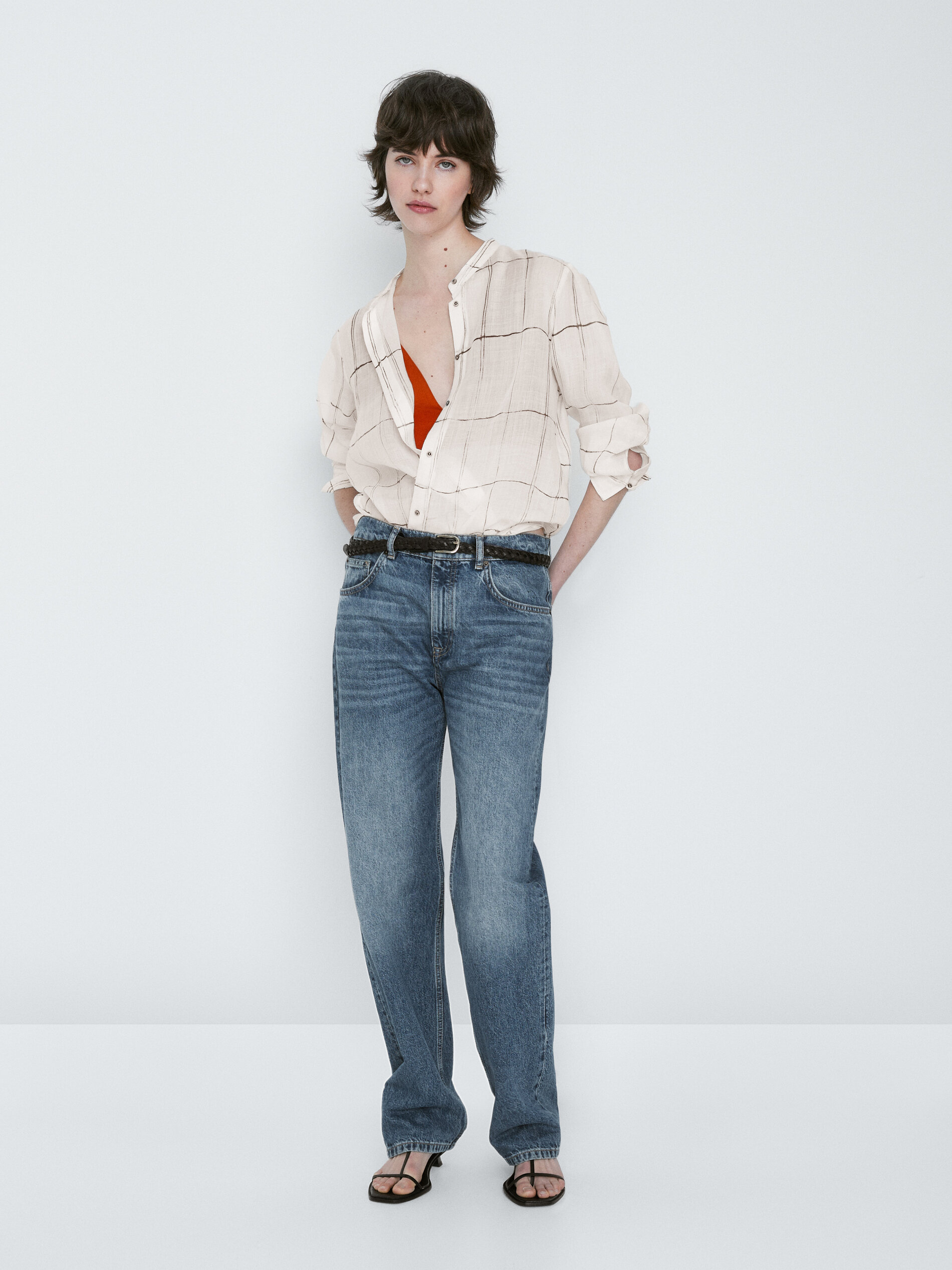 Camisa xadrez com gola mandarim - RAW