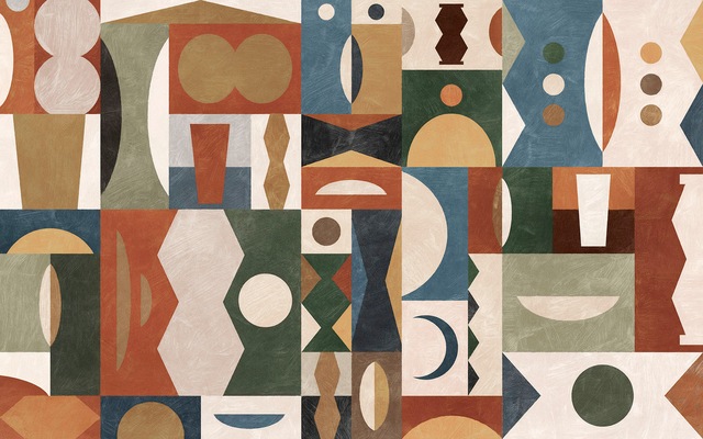 Komar Fototapete »Digitaldruck Vlies -  Tribal Tiles - Grösse 400 x 250 cm« bedruckt glatt Wohnzimmer, Schlafzimmer