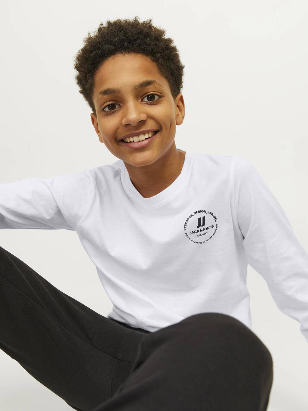 JACK & JONES longsleeve JJESWIFT met printopdruk wit