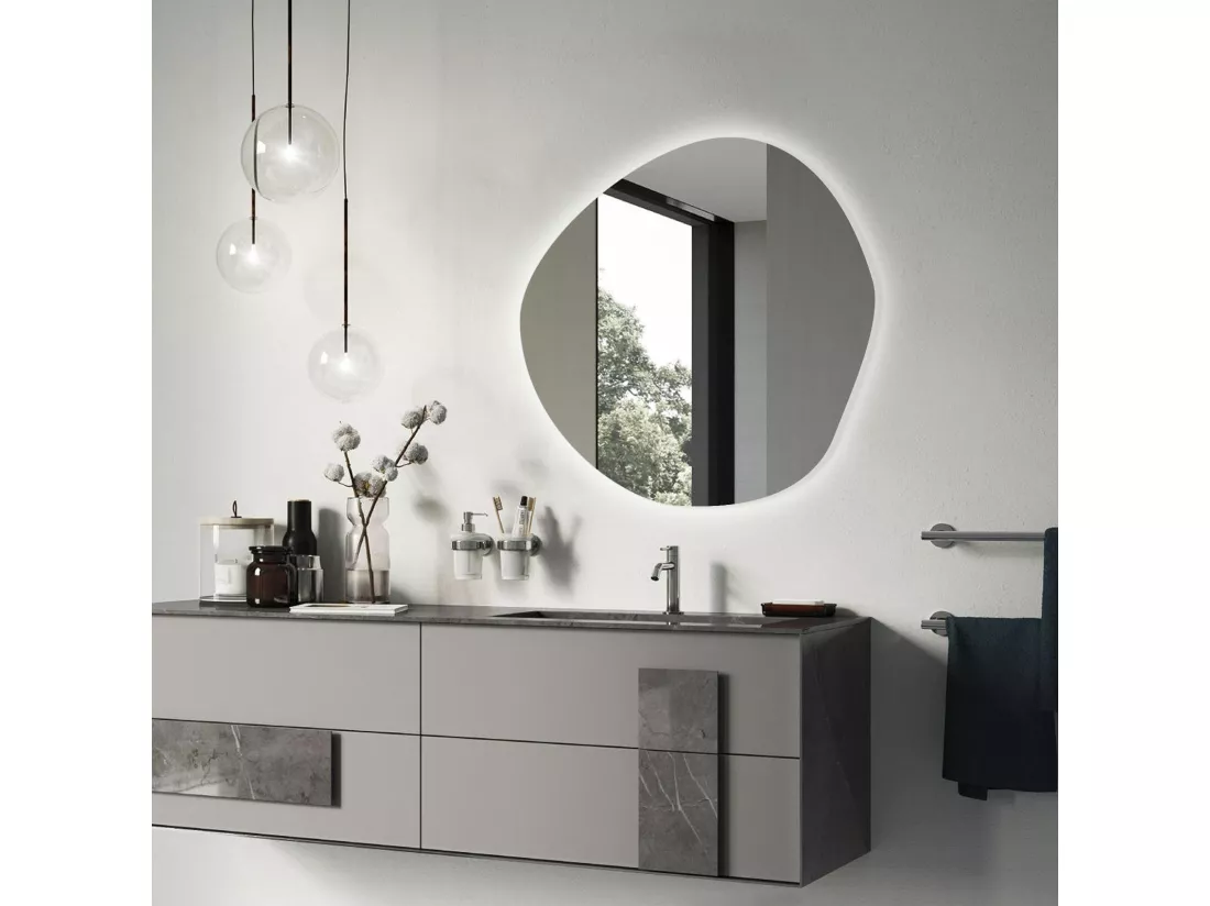 Miroir LED irrégulier pour le maquillage et le maquillage dans la salle de bain 80 - lumière neutre