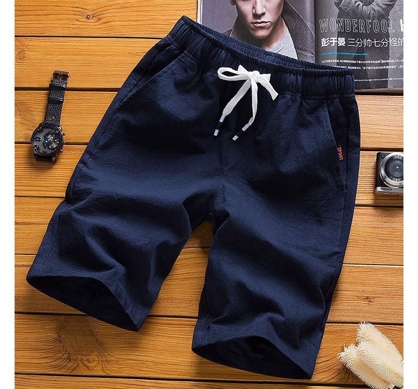 YIKES - Mid Rise Plain Drawstring Shorts