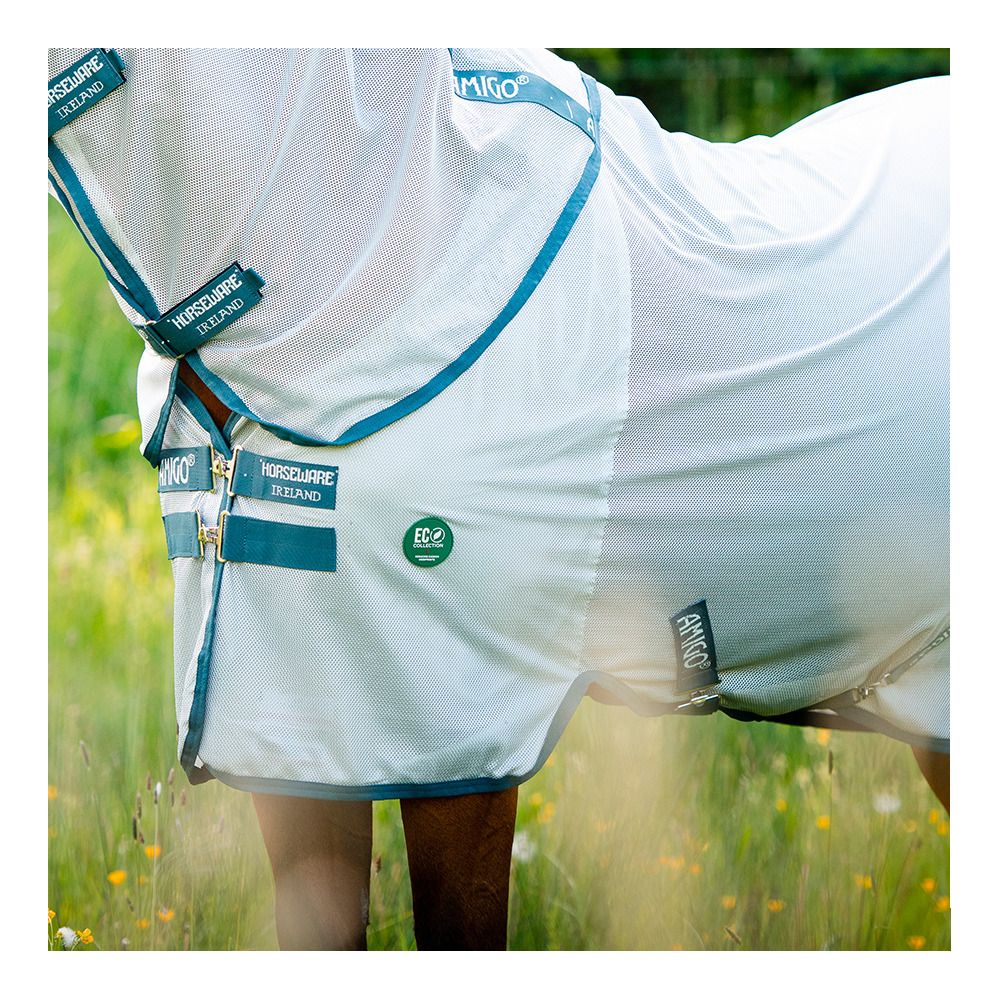 Horseware AMECO BUG RUG - Chemise anti-mouches + couvre-cou silver/teal