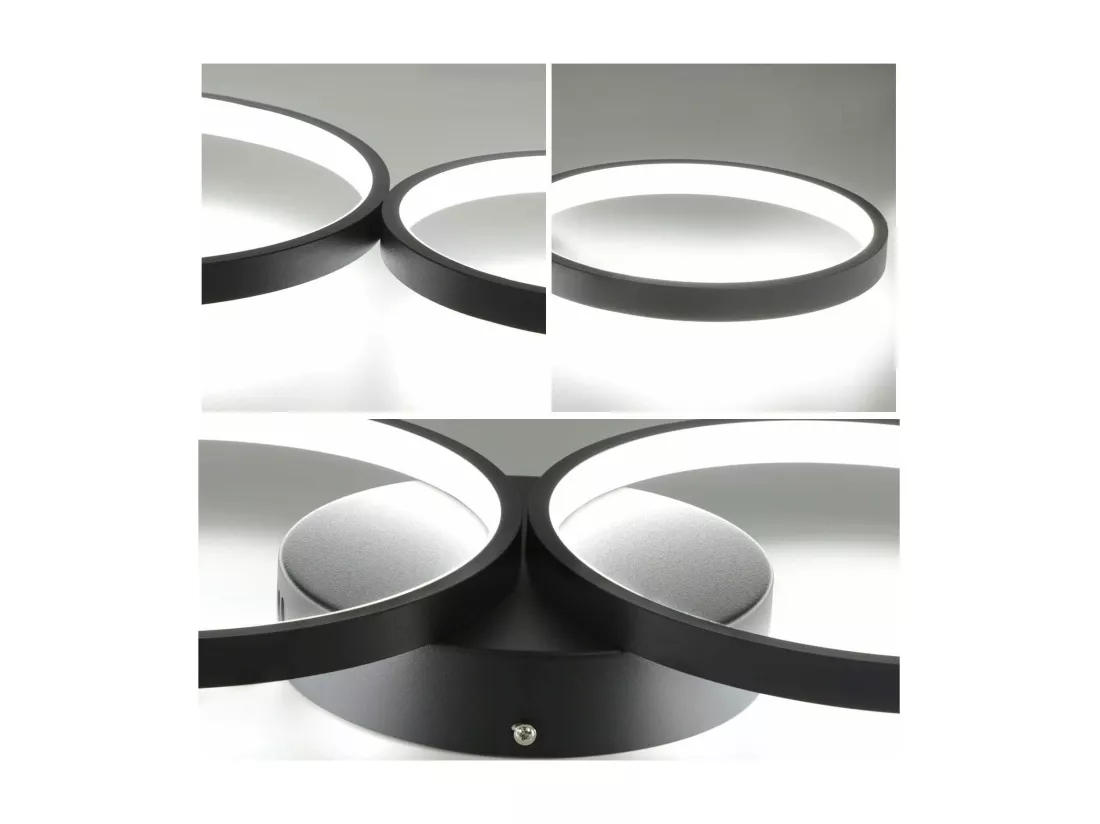 NETTLIFE Plafonnier LED moderne à intensité variable, noir, 88cm, 55 W, avec télécommande, Dimmable 4 Lampes 55W, Design Moderne
