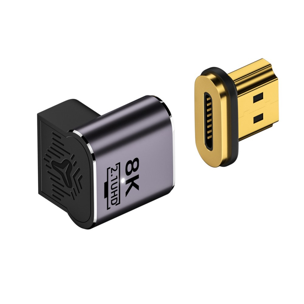 HDMI auf HDMI 8K@60Hz 90° Grad Winkel Adapter mit vergoldeten Kontakten - Grau