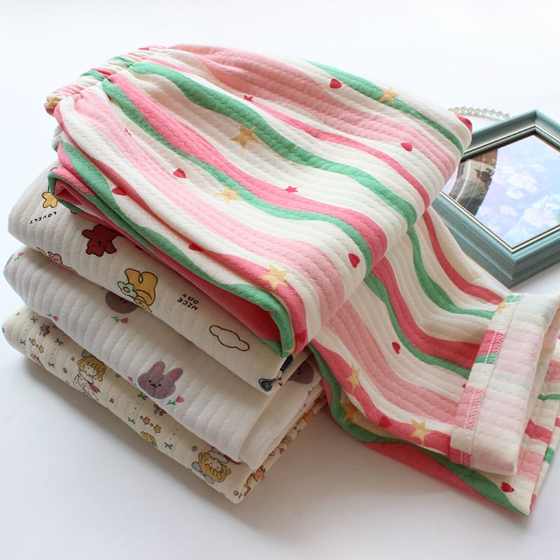 Dogini - Pyjamabroek met elastische taille en rechte pijpen en patroonprint