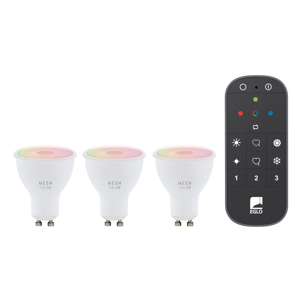 EGLO - Sæt 3x GU10, fjernbetjening - RGB + TW - Zigbee, Bluetooth