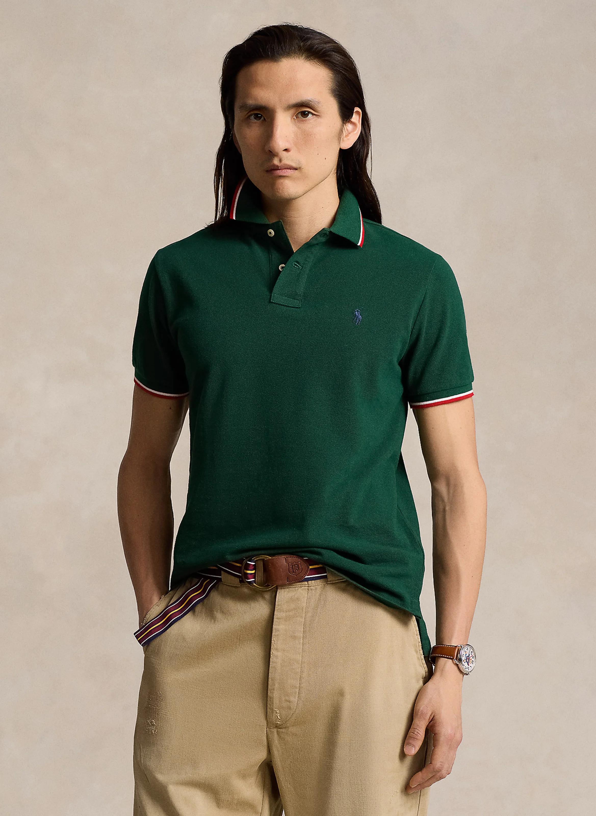 Polo slim-fit en coton | Vert